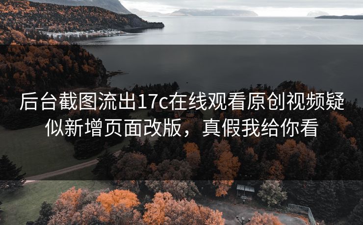 后台截图流出17c在线观看原创视频疑似新增页面改版，真假我给你看