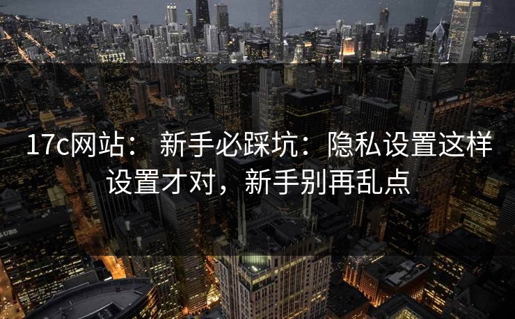 17c网站： 新手必踩坑：隐私设置这样设置才对，新手别再乱点