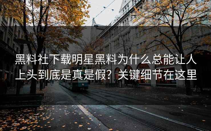 黑料社下载明星黑料为什么总能让人上头到底是真是假？关键细节在这里