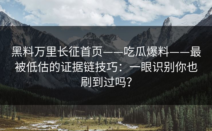 黑料万里长征首页——吃瓜爆料——最被低估的证据链技巧：一眼识别你也刷到过吗？