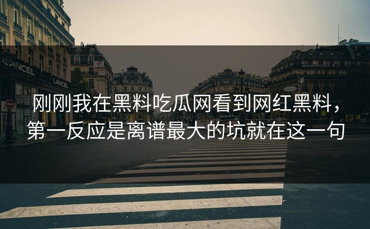 刚刚我在黑料吃瓜网看到网红黑料，第一反应是离谱最大的坑就在这一句